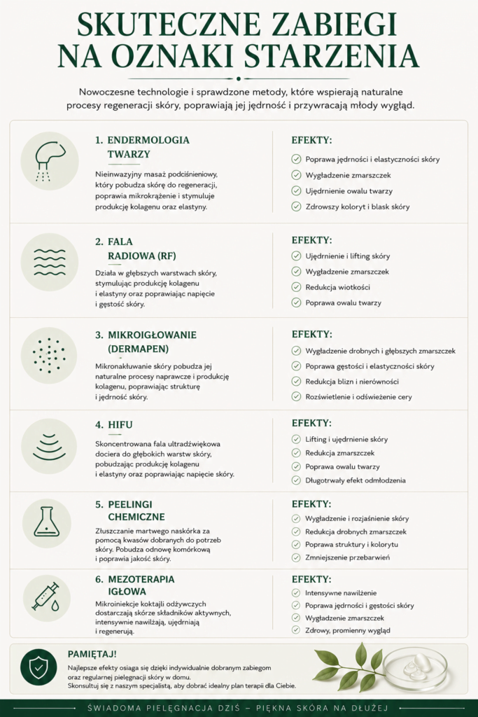 Skuteczne zabiegi anti-aging w Derkomed – infografika